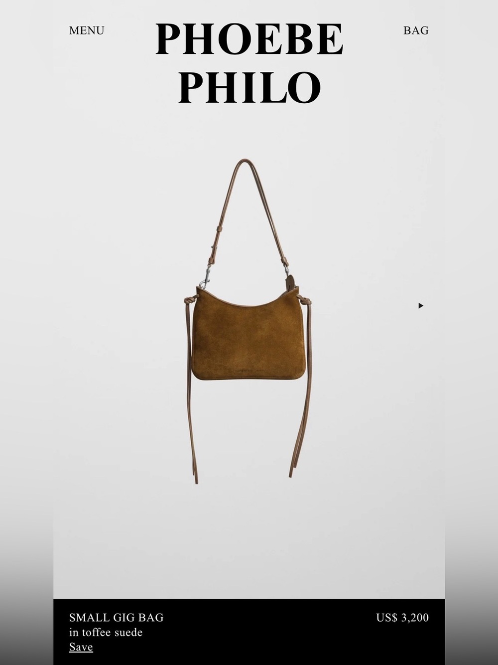 Phoebe Philo small Gig Bag in Toffee Suede